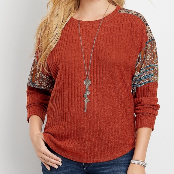 Maurices Tops - Maurices Burnt Orange Patterned Top